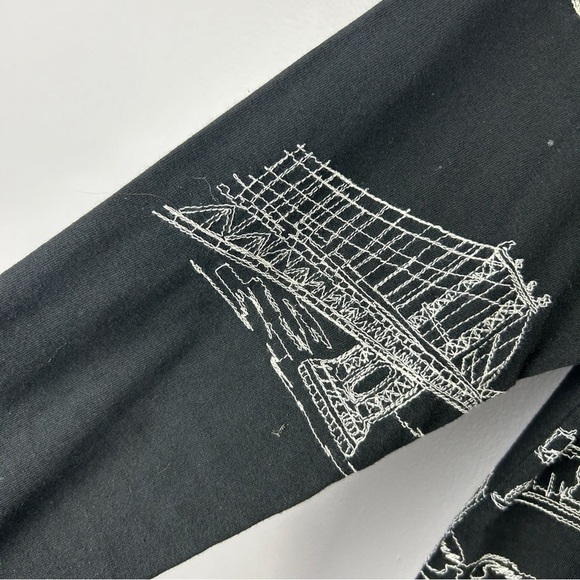 Chico's Embroidered Scenic Long Sleeve Cotton Modal Tee Medium Black - Picture 11 of 14